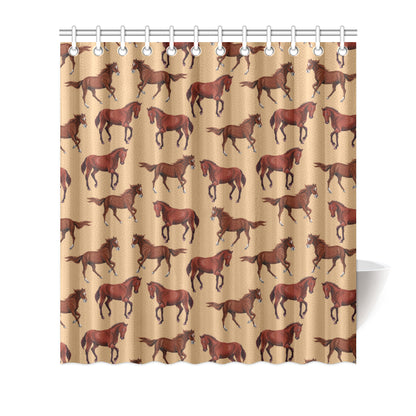 Brown Horse Print Pattern Shower Curtain