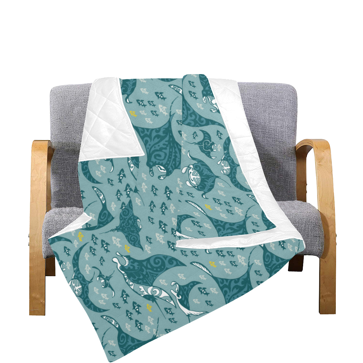 Manta Ray Tribal Pattern Print Design 03 Premium Quilt