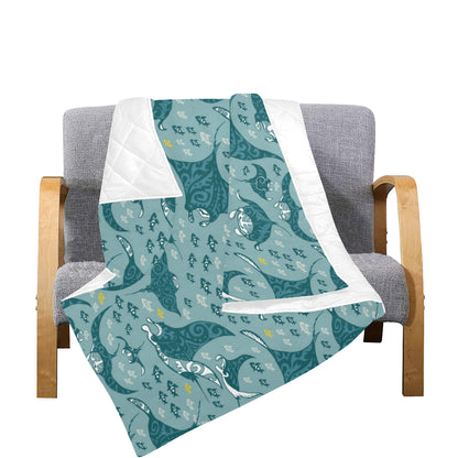 Manta Ray Tribal Pattern Print Design 03 Premium Quilt