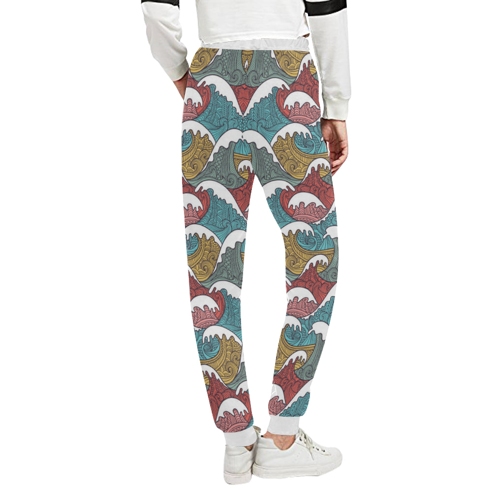 Tribal Wave Pattern Print Unisex Sweatpants