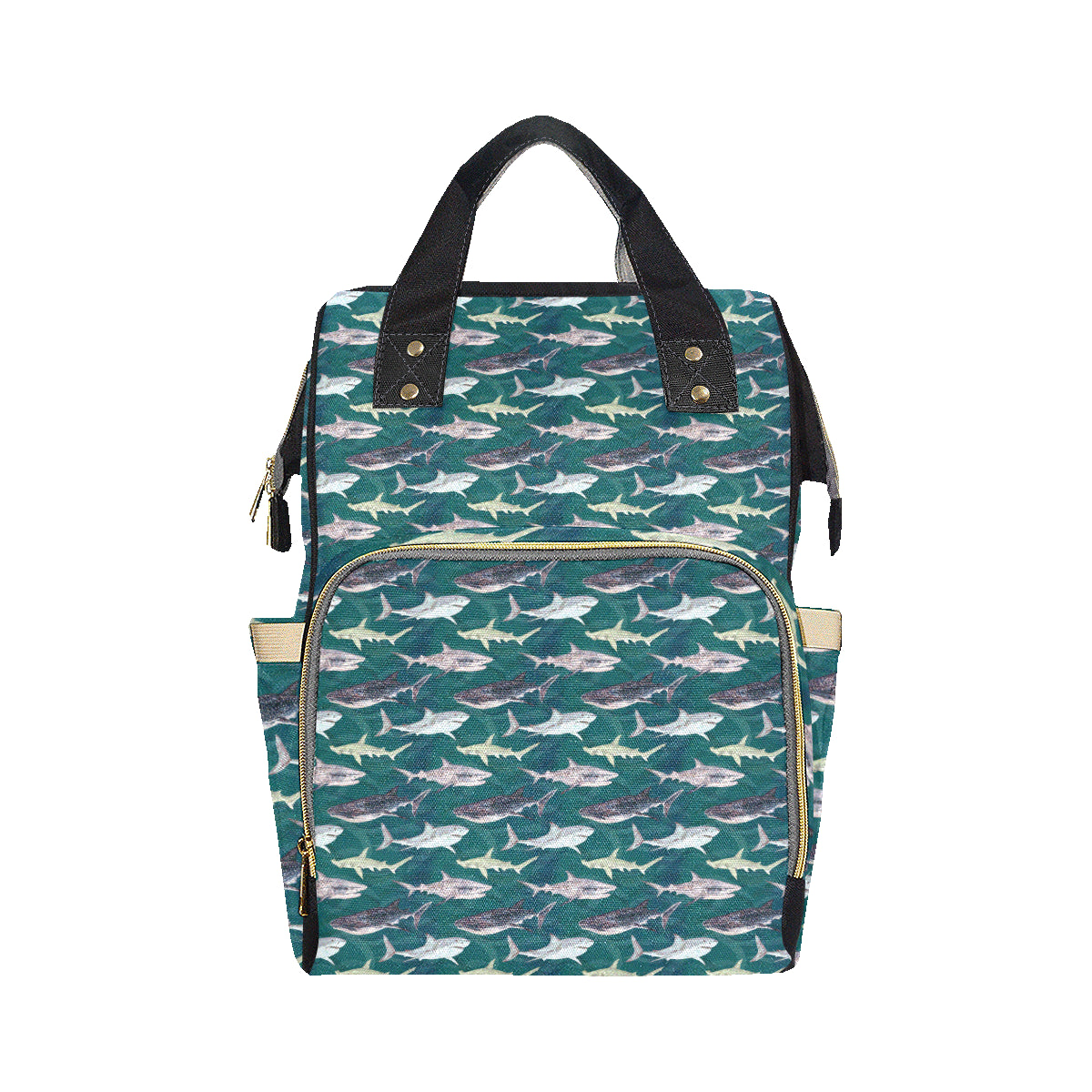 Shark Style Print Diaper Bag Backpack
