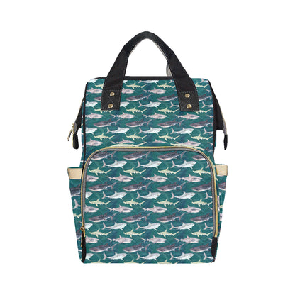 Shark Style Print Diaper Bag Backpack