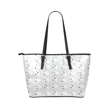Bull Terrier hand draw Print Pattern Leather Tote Bag