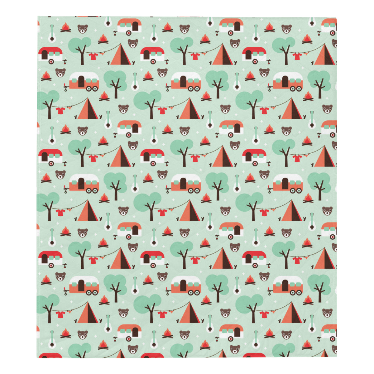 Camper Tent Pattern Print Design 01 Premium Quilt