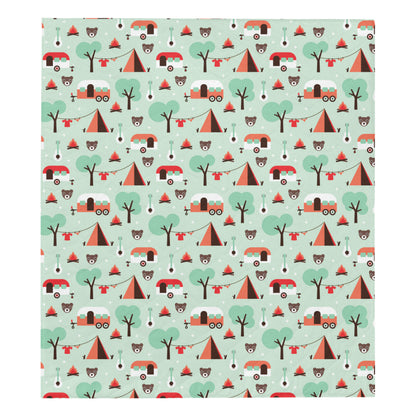Camper Tent Pattern Print Design 01 Premium Quilt
