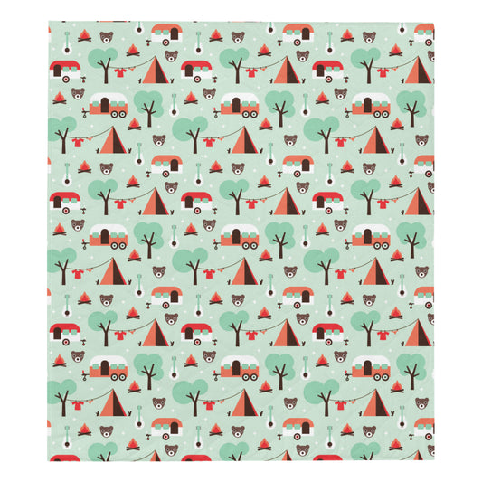 Camper Tent Pattern Print Design 01 Premium Quilt