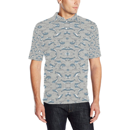 Narwhal Pattern Print Men Polo Shirt