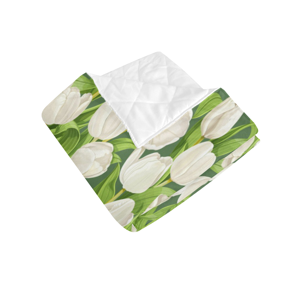 Tulip White Pattern Print Design TP05 Premium Quilt
