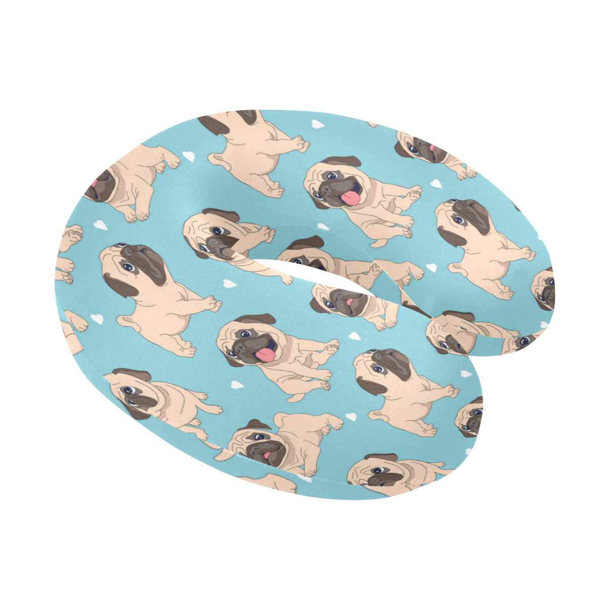 Pug Pattern Print Design A03 U-Shaped Travel Neck Pillow
