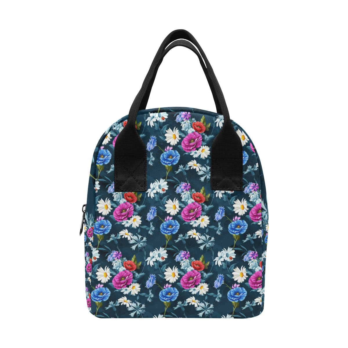 Floral Blue Themed Print Insulated Lunch Bag