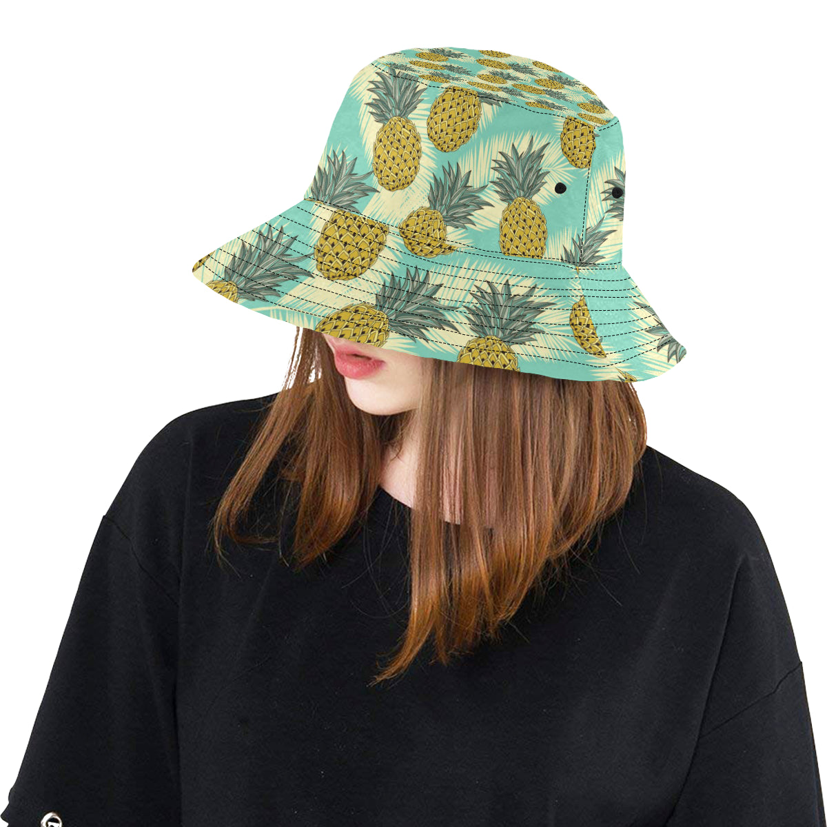 Pineapple Pattern Print Design PP03 Unisex Bucket Hat