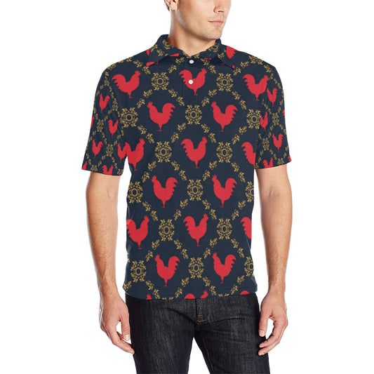 Rooster Pattern Print Design A02 Men Polo Shirt