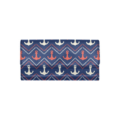 Anchor Pattern Print Design 07 Women's Trifold Wallet