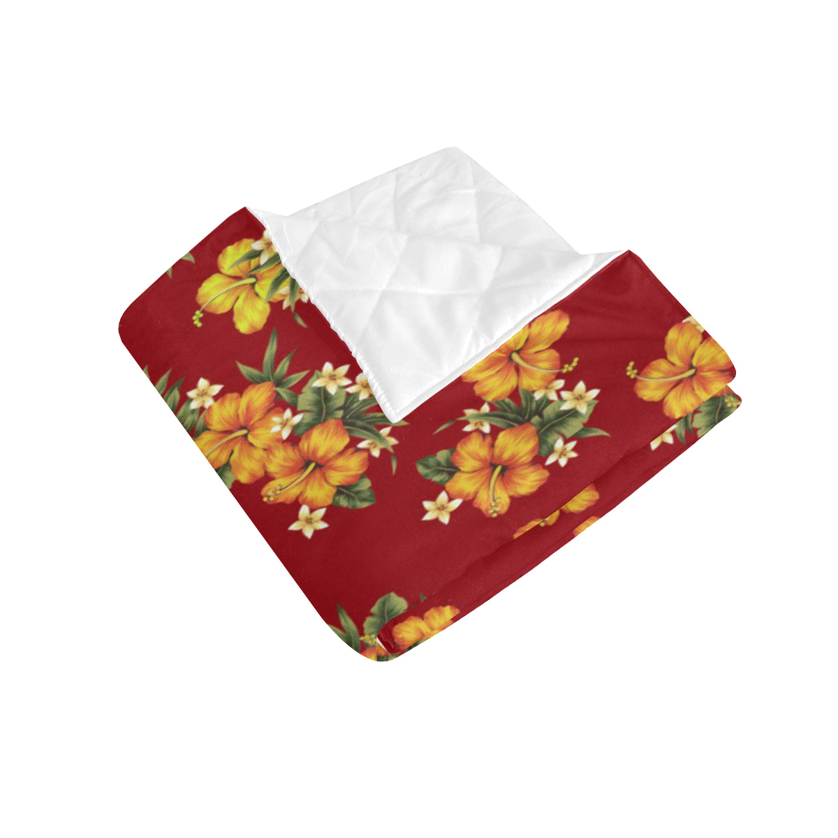 Orange Hibiscus Pattern Print Design HB026 Premium Quilt