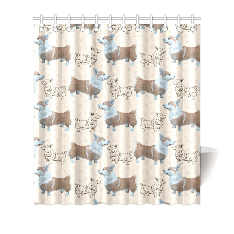 Pembroke Welsh Corgis Pattern Print Design A03 Shower Curtain