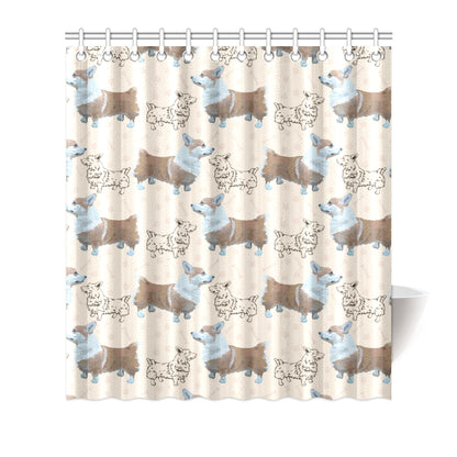 Pembroke Welsh Corgis Pattern Print Design A03 Shower Curtain