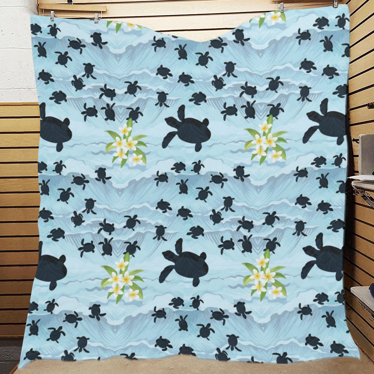 Sea Turtle Pattern Print Design T011 Premium Quilt