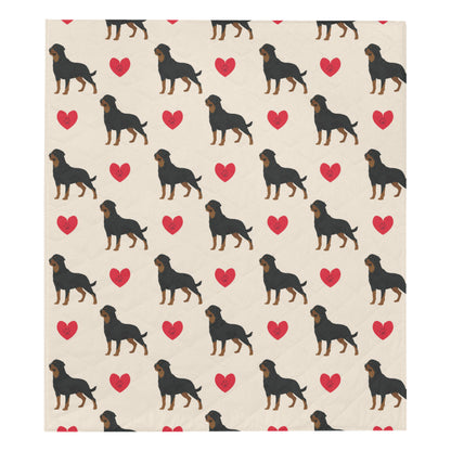 Rottweiler Pattern Print Design A02 Premium Quilt