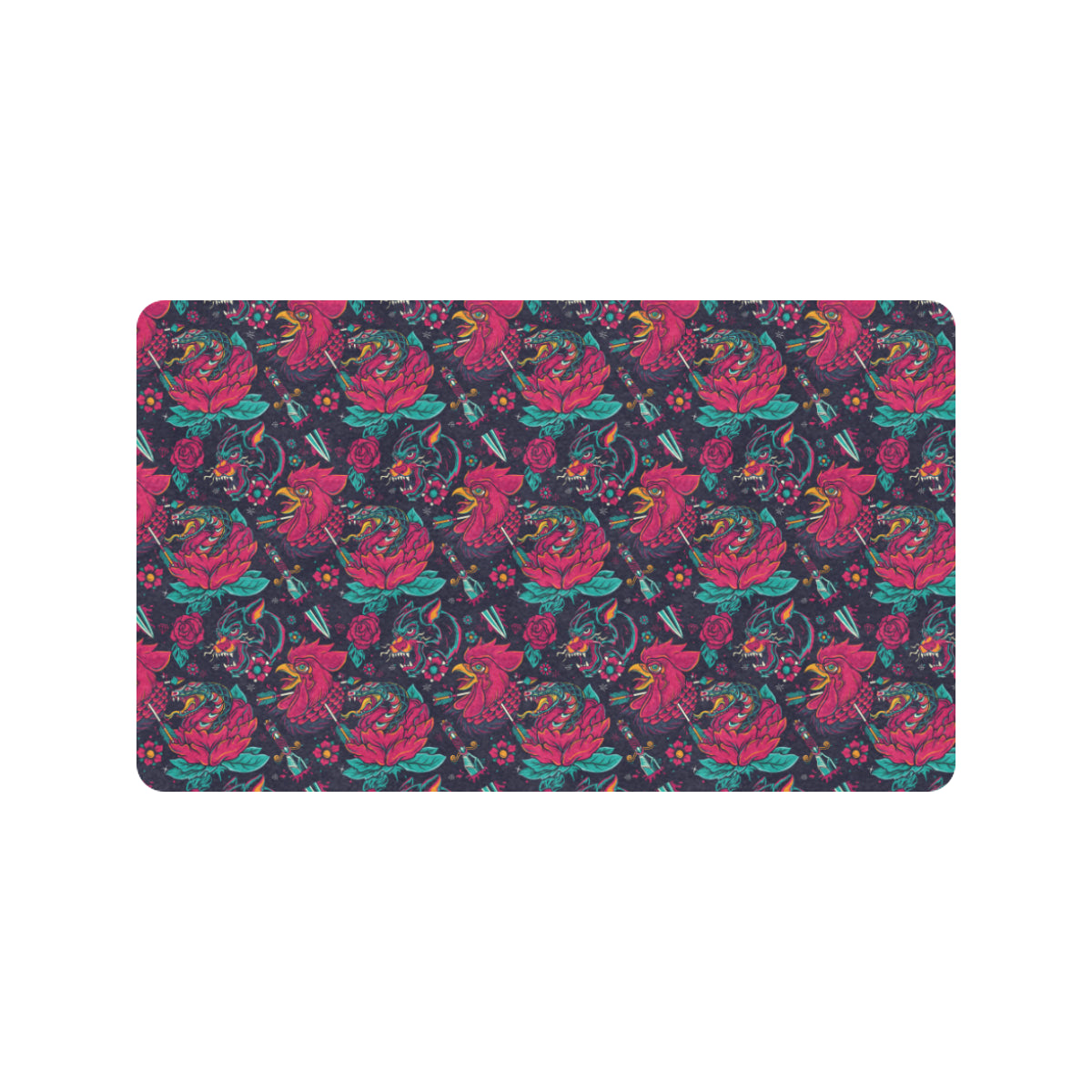Old School Tattoo Print Rubber Doormat