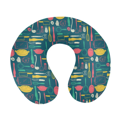 Cooking Kitchen Tools Pattern Print Design 01 U-Shaped Travel Neck Pillow