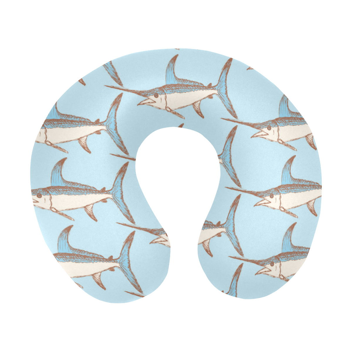 Swordfish Pattern Print Design 01 U-Shaped Travel Neck Pillow