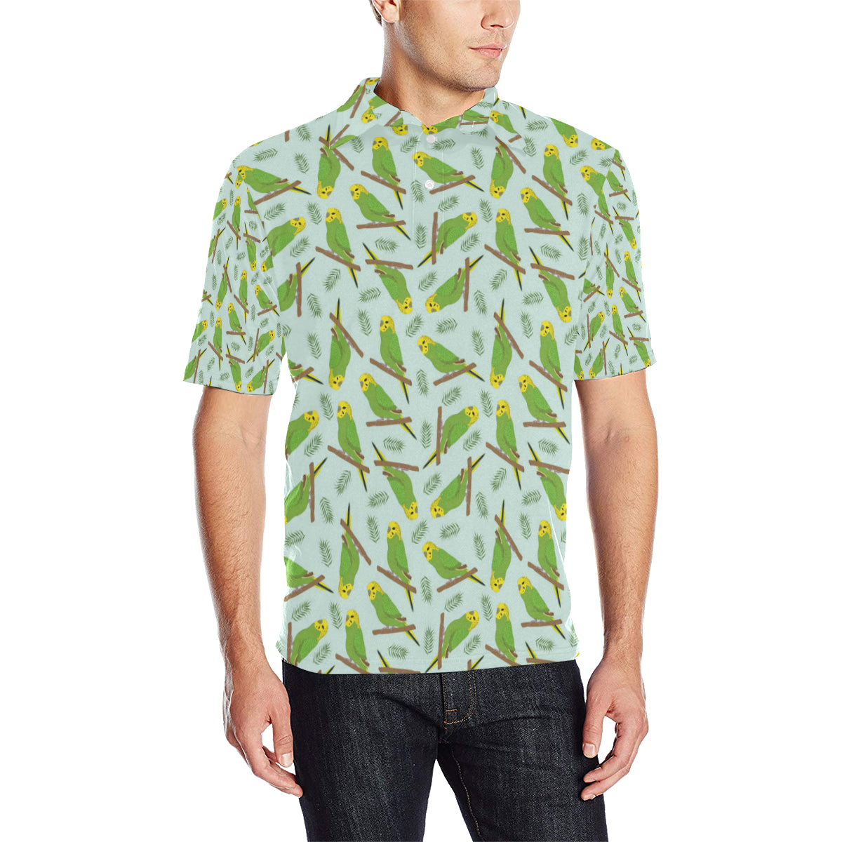 Budgerigar Pattern Print Design 04 Men Polo Shirt