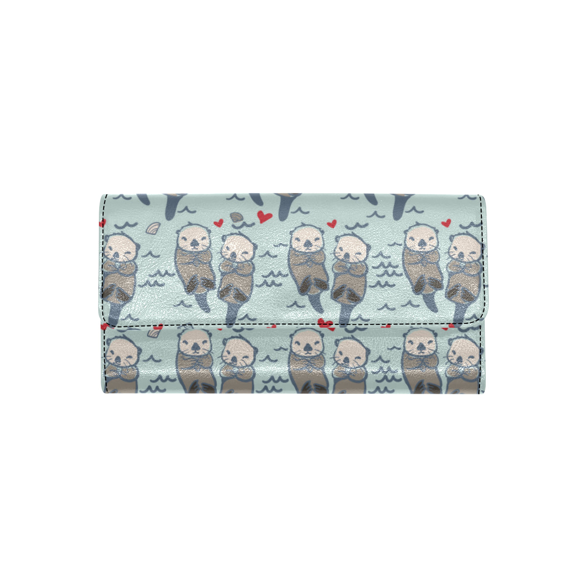 Sea Otter Pattern Print Design 03 Women's Trifold Wallet