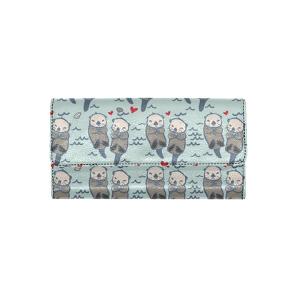 Sea Otter Pattern Print Design 03 Women's Trifold Wallet
