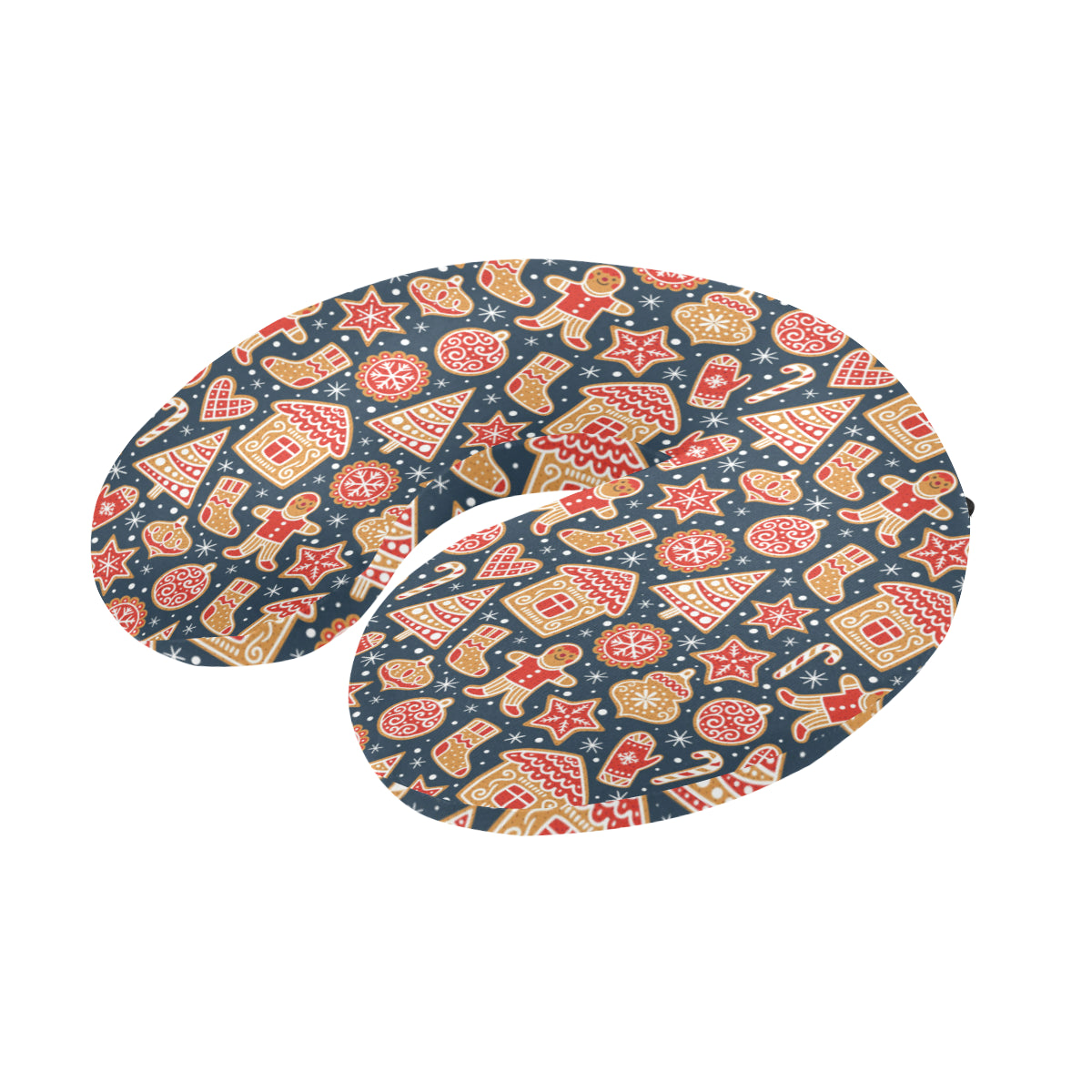 Gingerbread Pattern Print Design 03 U-Shaped Travel Neck Pillow