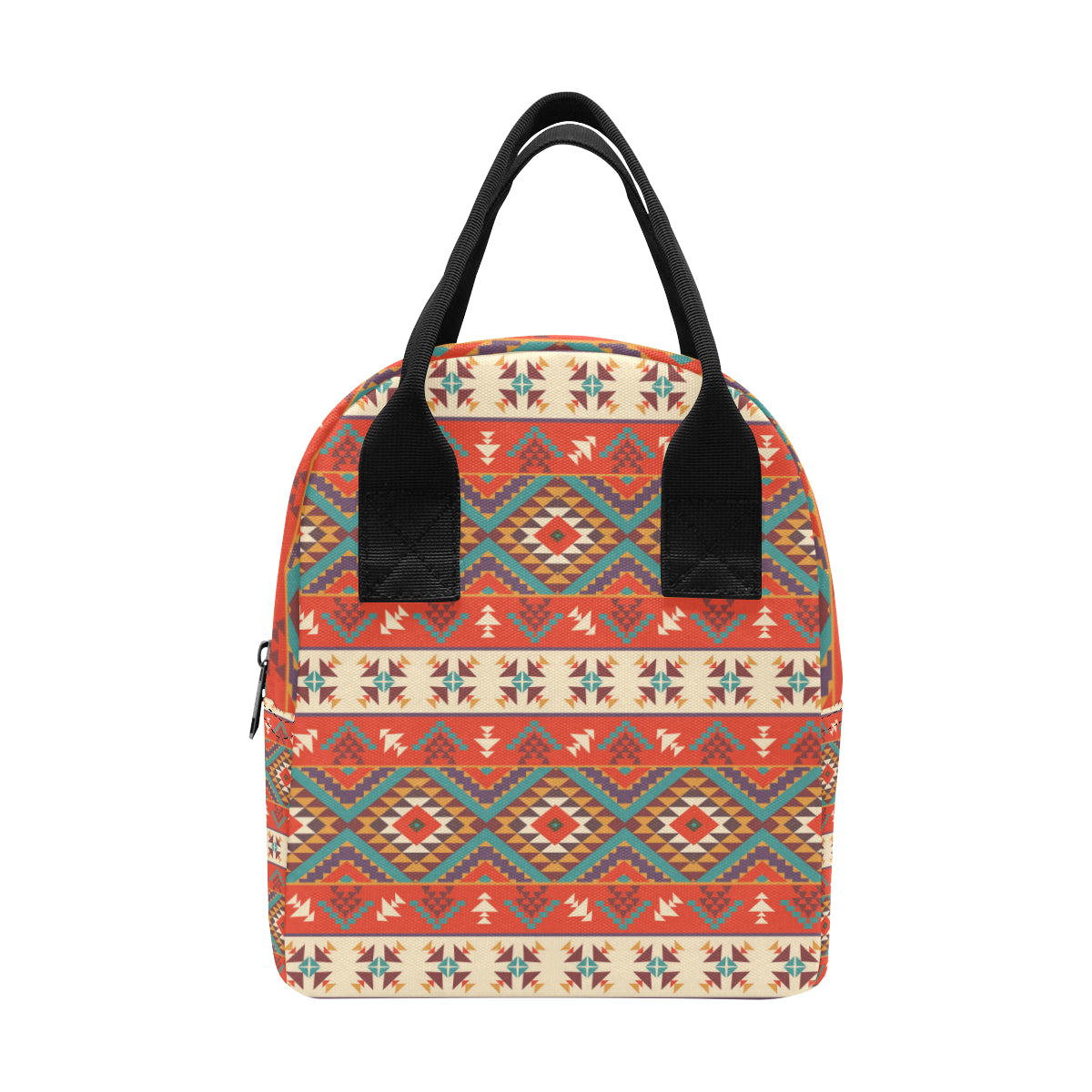 Aztec Red Print Pattern Insulated Lunch Bag