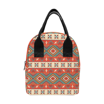 Aztec Red Print Pattern Insulated Lunch Bag