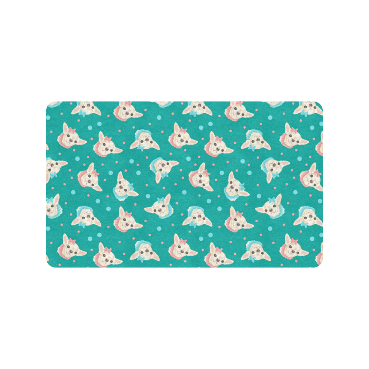 Chihuahua Polka Dot Pattern Rubber Doormat