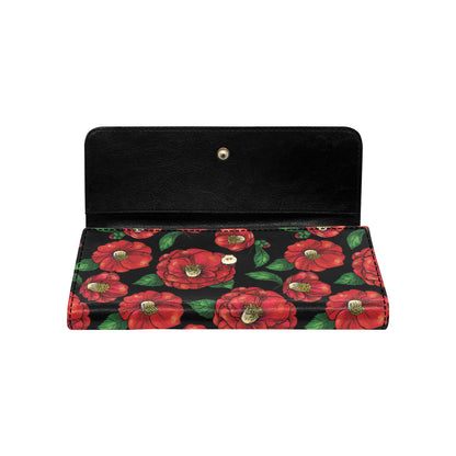 Camellia Pattern Print Design CM07 Women's Trifold Wallet