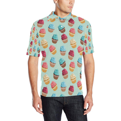 Cupcake Pattern Print Design 01 Men Polo Shirt