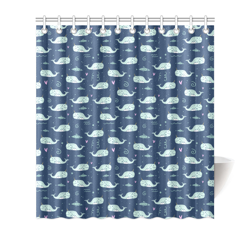 Narwhal Design Print Shower Curtain