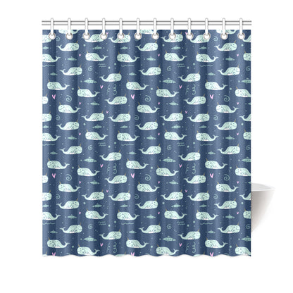 Narwhal Design Print Shower Curtain