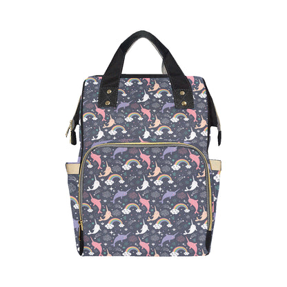 Narwhal Pattern Print Design 01 Diaper Bag Backpack