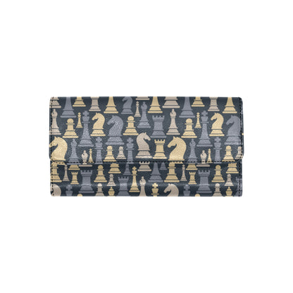 Chess Pattern Print Design 04 Women's Trifold Wallet
