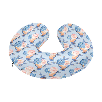 Bluebird Pattern Print Design 01 U-Shaped Travel Neck Pillow