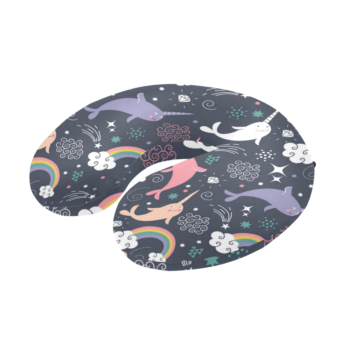 Narwhal Pattern Print Design 01 U-Shaped Travel Neck Pillow