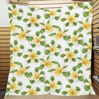 Yellow Plumeria Pattern Print Design PM012 Premium Quilt
