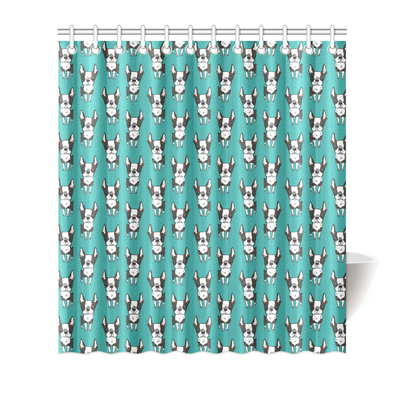 Boston Terrier Pattern Print Design 04 Shower Curtain
