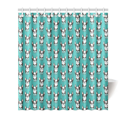 Boston Terrier Pattern Print Design 04 Shower Curtain