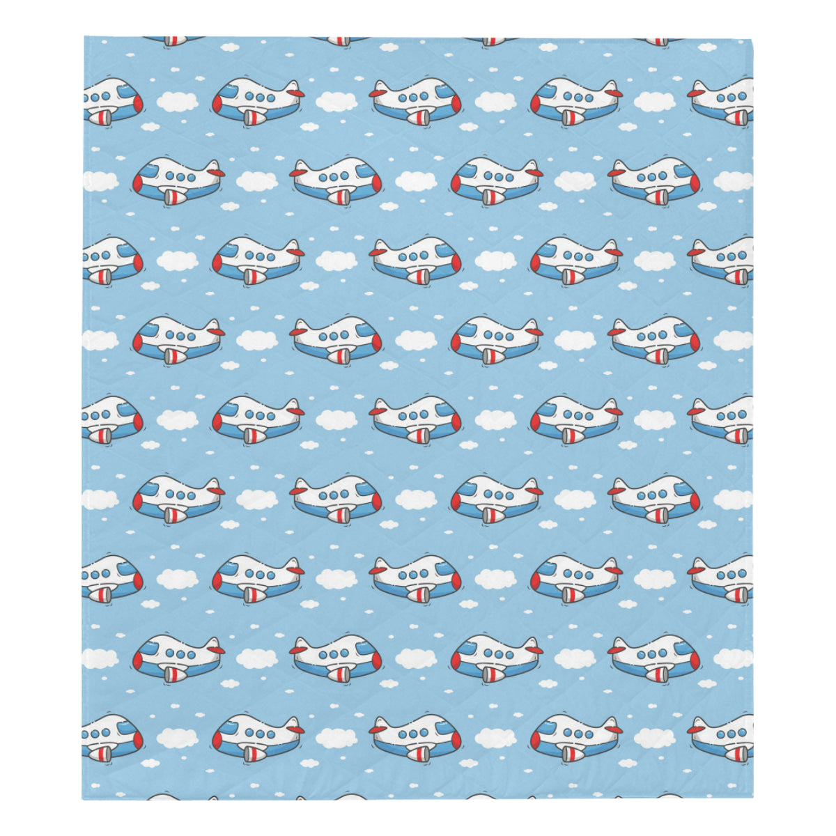 Airplane Cartoon Pattern Print Design 07 Premium Quilt