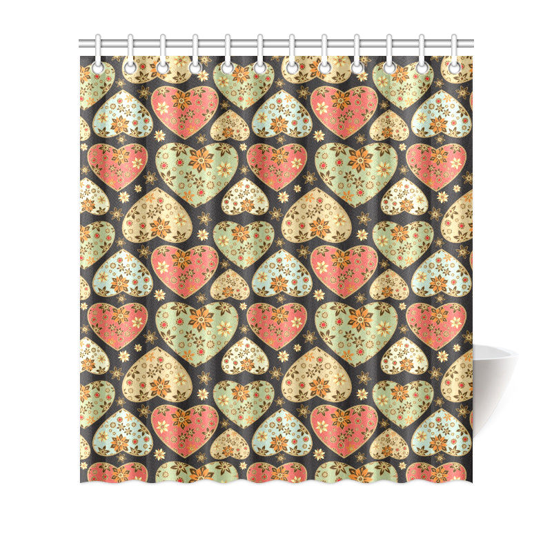 Heart Boho Pattern Print Design HE04 Shower Curtain