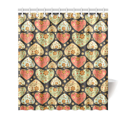 Heart Boho Pattern Print Design HE04 Shower Curtain