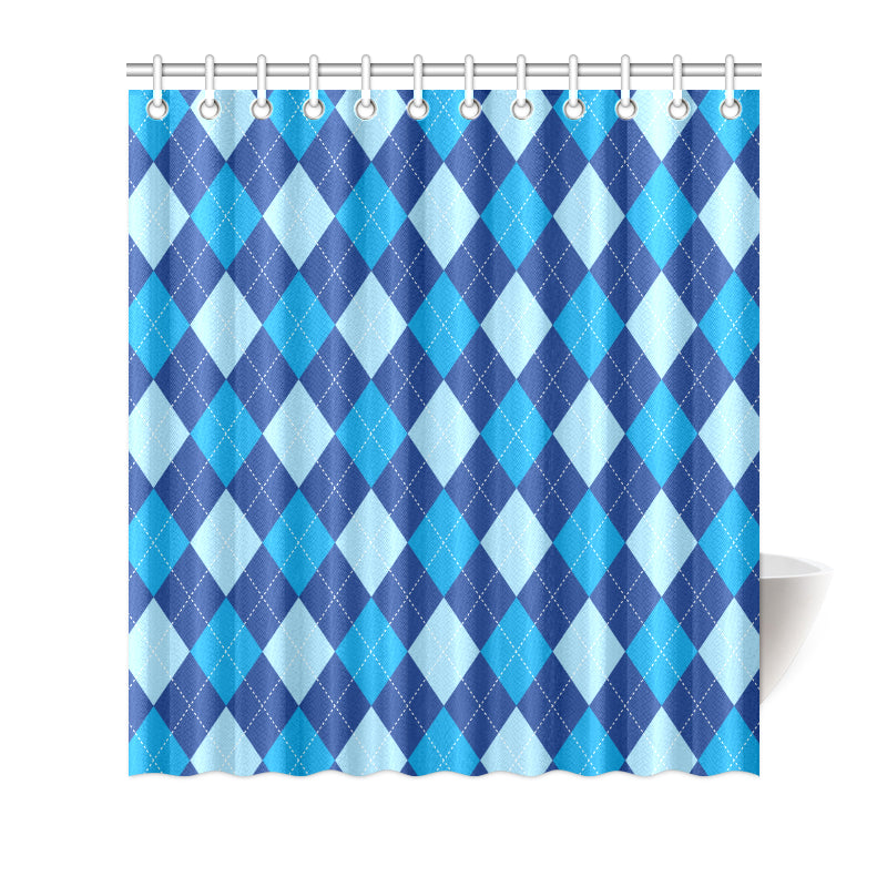Argyle Blue Pattern Print Design 02 Shower Curtain
