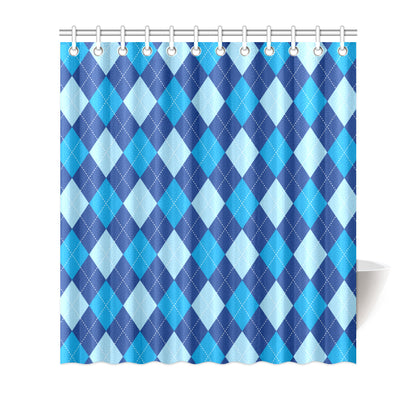 Argyle Blue Pattern Print Design 02 Shower Curtain