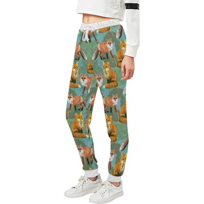 Fox Autumn leaves Themed Unisex Sweatpants