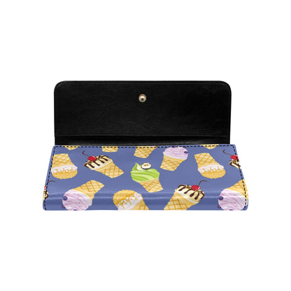 Ice Cream Pattern Print Design IC03 Women's Trifold Wallet